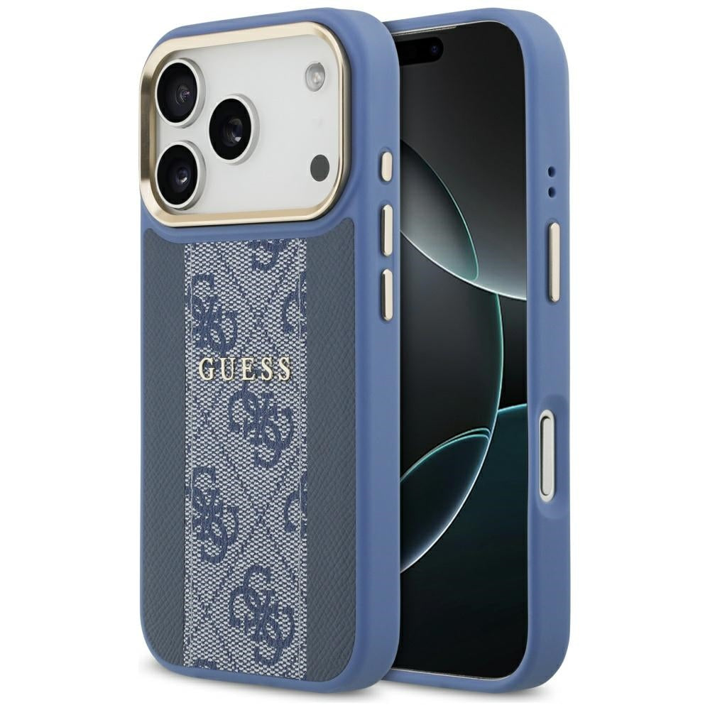 Husa pentru iPhone 17 Pro - Guess Hardcase 4G Stripe MagSafe (GUHMP17LPG4SEMCB) - Blue