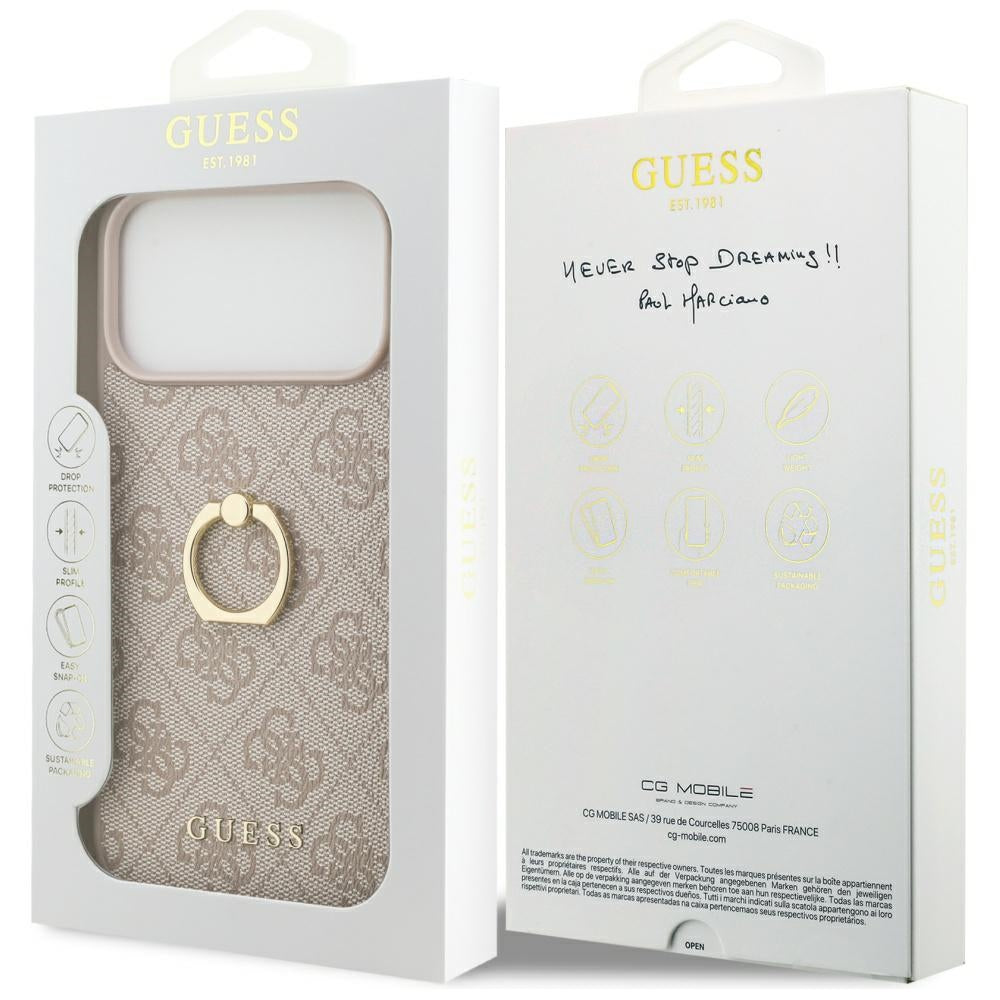 Husa pentru iPhone 17 Pro Max - Guess Hardcase 4G Ring Stand (GUHCP17X4GMRPI) - Pink