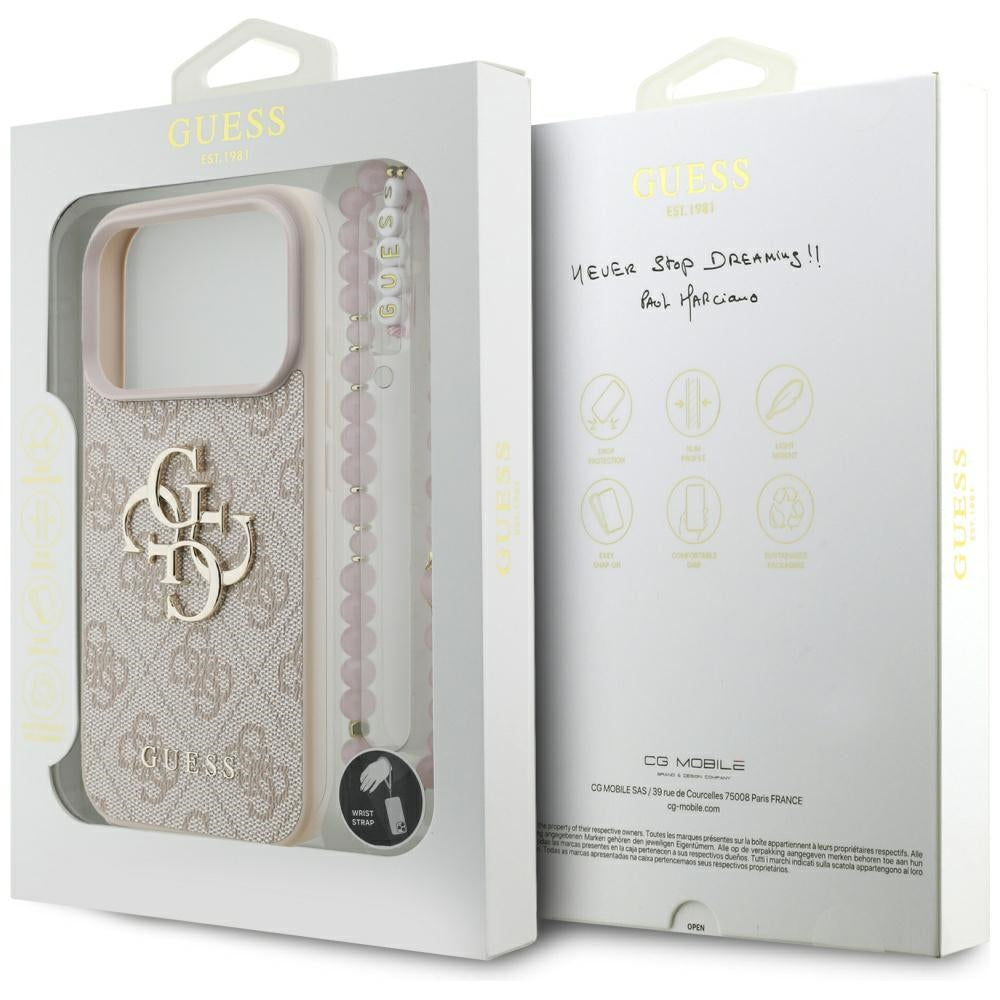 Guess Husa de protectie Guess Hardcase 4G Classic Logo with Strap (GUHCP17LP4GMGSP) compatibil cu iPhone 17 Pro, Roz – i