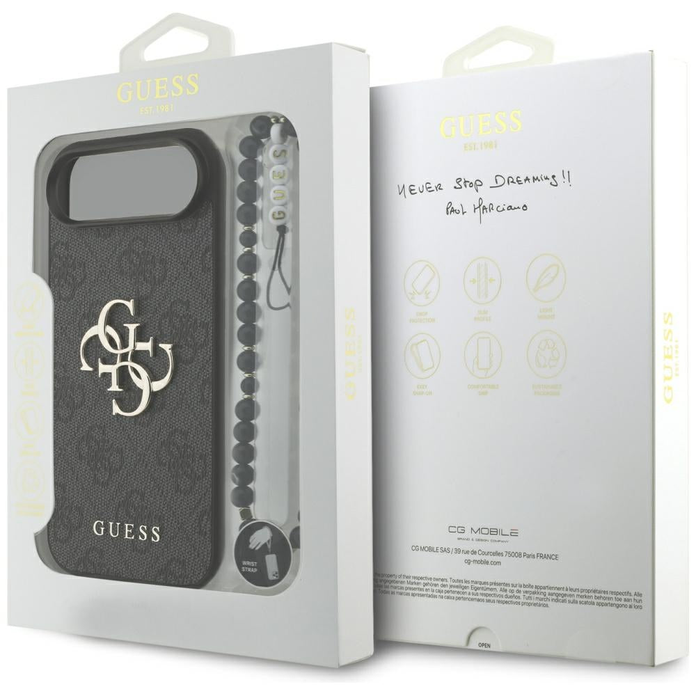 Husa pentru iPhone 17 Air - Guess Hardcase 4G Classic Logo with Strap (GUHCP17MP4GMGSK) - Black