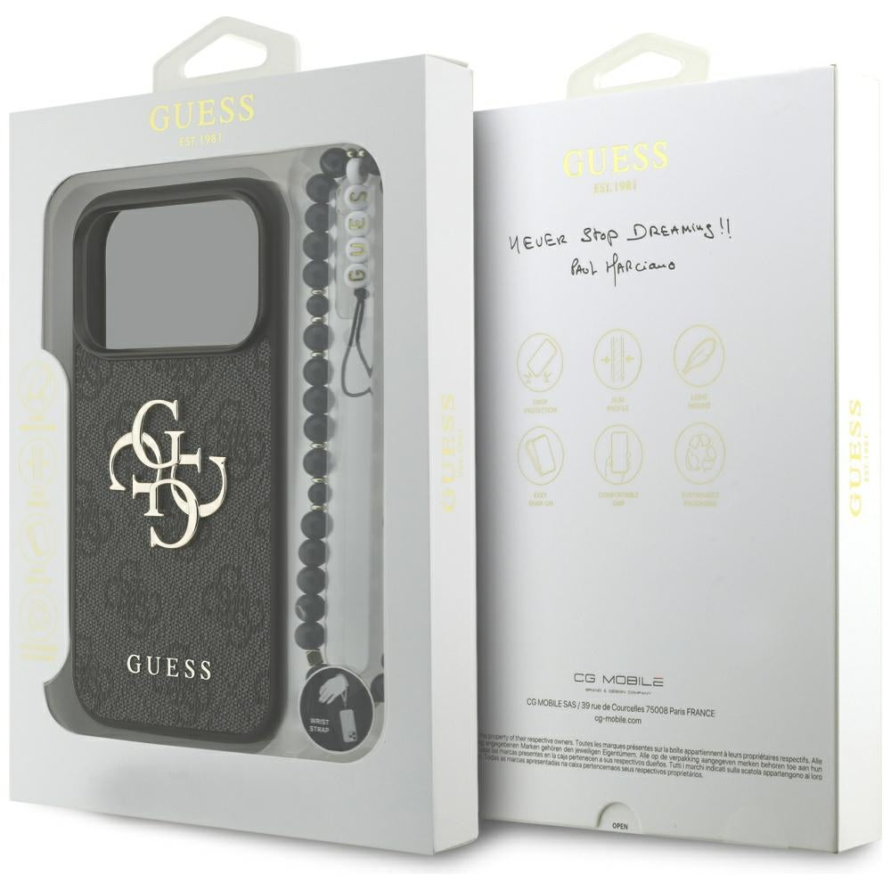 Husa pentru iPhone 17 Pro - Guess Hardcase 4G Classic Logo with Strap (GUHCP17LP4GMGSK) - Black