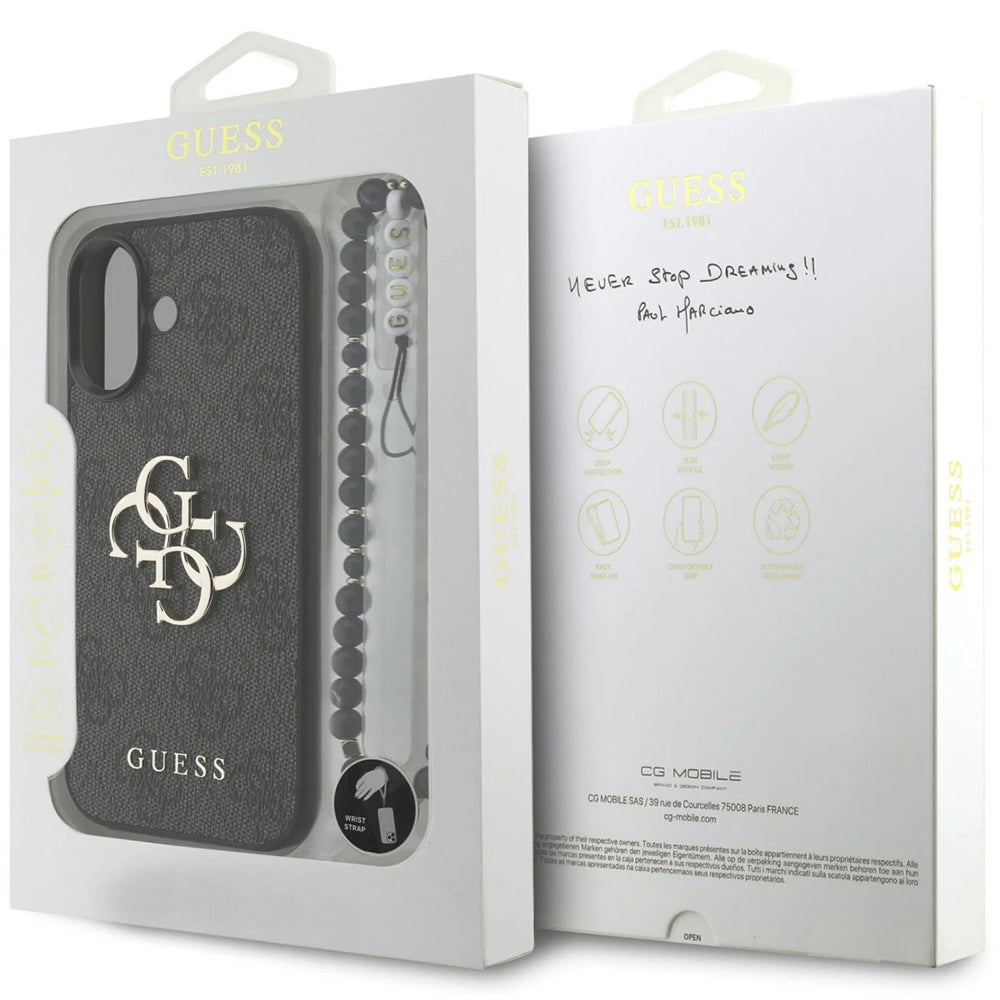 Husa pentru iPhone 17 - Guess Hardcase 4G Classic Logo with Strap (GUHCP17SP4GMGSK) - Black