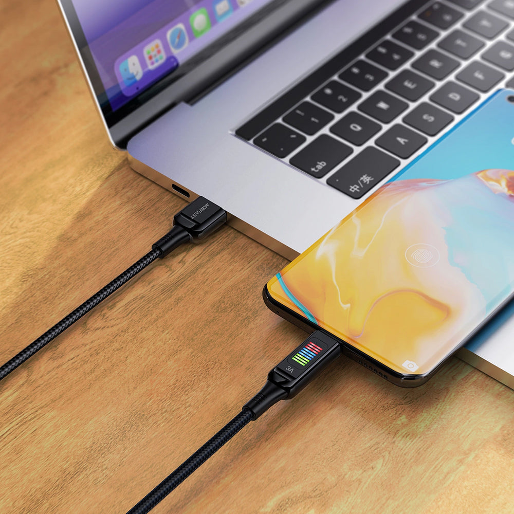 Acefast - Data Cable (C7-04) - USB to Type-C, Fast Charging, 3A, Braided Nylon, 25.000 Bends, 1.2m - Black