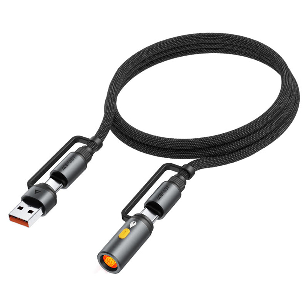 Acefast - Data Cable (J6) - Multifunction, Fast Charging, USB/USB-C to Type-C/Cigarette Lighter, 60W, 3A, 1.2m - Black