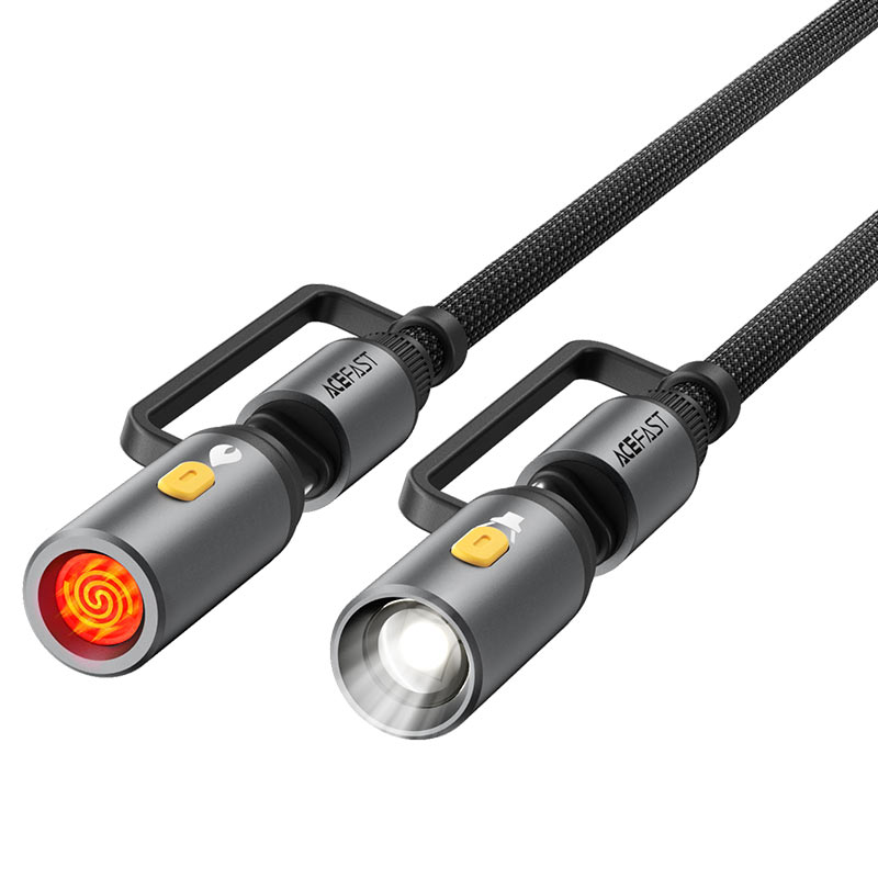 Acefast - Data Cable (J4) - Multifunction, Fast Charging, Type-C/LED Light to Type-C/Cigarette Lighter, 60W, 3A, 1.2m - 