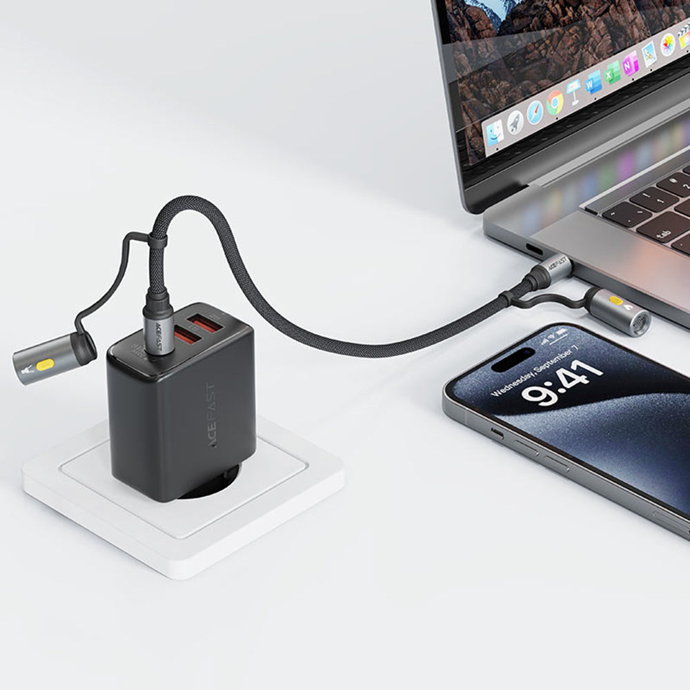 Acefast - Data Cable (J4) - Multifunction, Fast Charging, Type-C/LED Light to Type-C/Cigarette Lighter, 60W, 3A, 1.2m - 