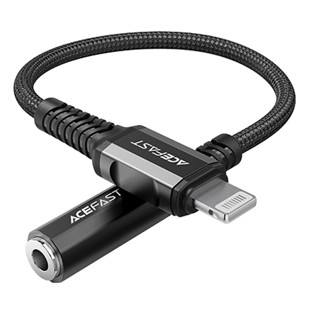 Acefast - Audio Cable Adapter (C1-05) - Lightning to Jack 3.5mm Female, Apple Hi-Fi, HD Music Decoding, MFi, 0.18m - Bla