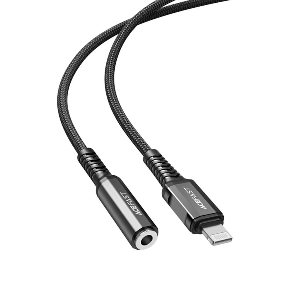 Acefast - Audio Cable Adapter (C1-05) - Lightning to Jack 3.5mm Female, Apple Hi-Fi, HD Music Decoding, MFi, 0.18m - Bla