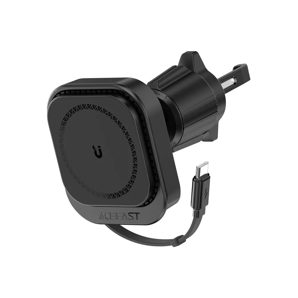 Acefast - Car Holder with Wireless Charging (D32) - for iPhone, MagSafe, Retractable Cable, for Air Vent, USB-C, 85cm - 