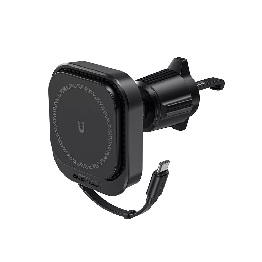 Acefast - Car Holder with Wireless Charging (D32) - for iPhone, MagSafe, Retractable Cable, for Air Vent, USB-C, 85cm - 