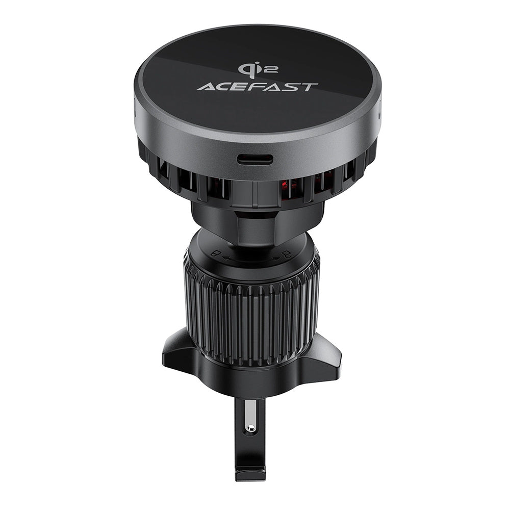 Acefast - Car Holder with Wireless Charging (D40) - for Air Vent, Magnetic Grip, Ice Cooling, Qi2, USB-C, 15W - Metal Gr