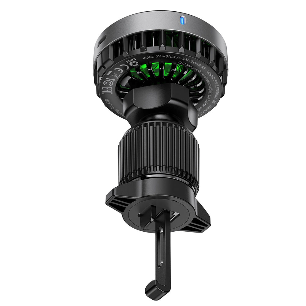 Acefast - Car Holder with Wireless Charging (D40) - for Air Vent, Magnetic Grip, Ice Cooling, Qi2, USB-C, 15W - Metal Gr