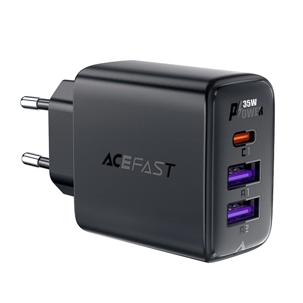 Acefast - Wall Charger (A57) - GaN, Fast Charging, 2x USB, Type-C, PD35W, Smart Chip - Black