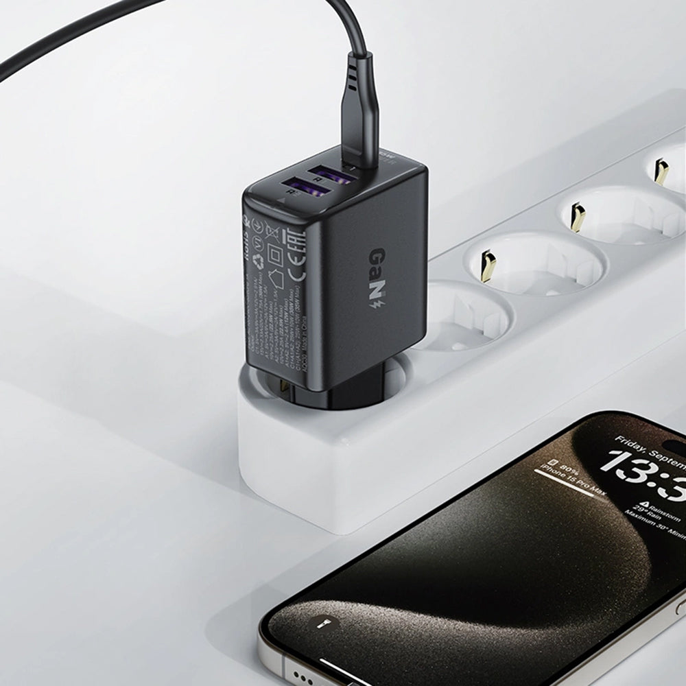 Acefast - Wall Charger (A57) - GaN, Fast Charging, 2x USB, Type-C, PD35W, Smart Chip - Black