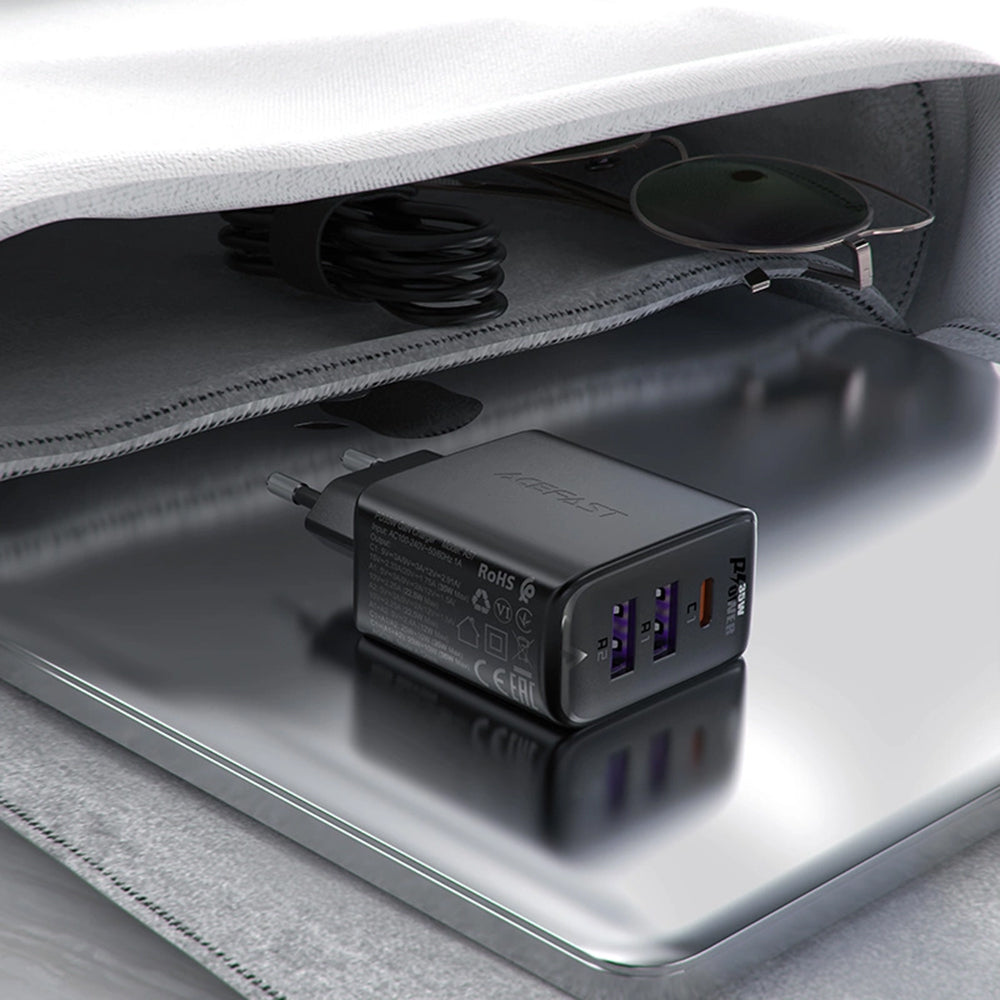 Acefast - Wall Charger (A57) - GaN, Fast Charging, 2x USB, Type-C, PD35W, Smart Chip - Black