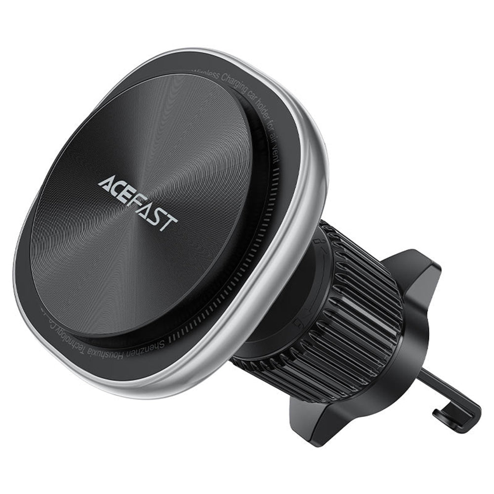 Acefast - Car Holder with Wireless Charging (D41) - for Air Vent, Magnetic Grip, USB-C, 15W, for 4.7 - 6.9" Phones - Sil
