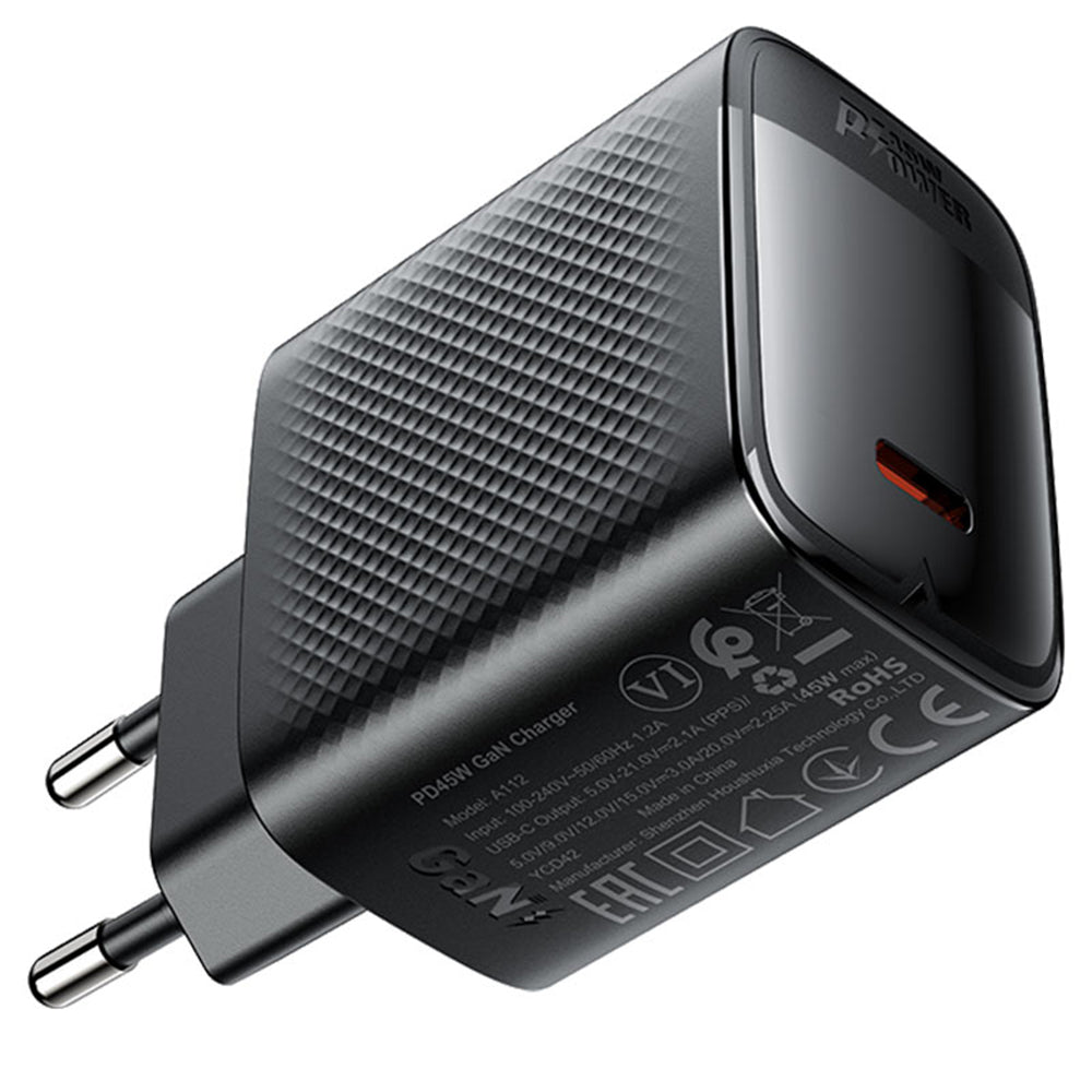 Acefast Incarcator Acefast (A112), Fast Charging, GaN Technology, Type-C, 45W, 3A, Smart Chip, Negru – imagine 3
