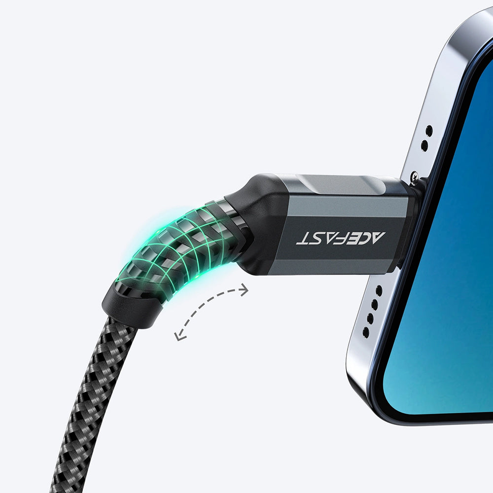 Acefast - Data Cable (C1-02) - USB to Lightning, 2.4A, Fast Charging, MFi Certification, Nylon Braid, 1.2m - Black