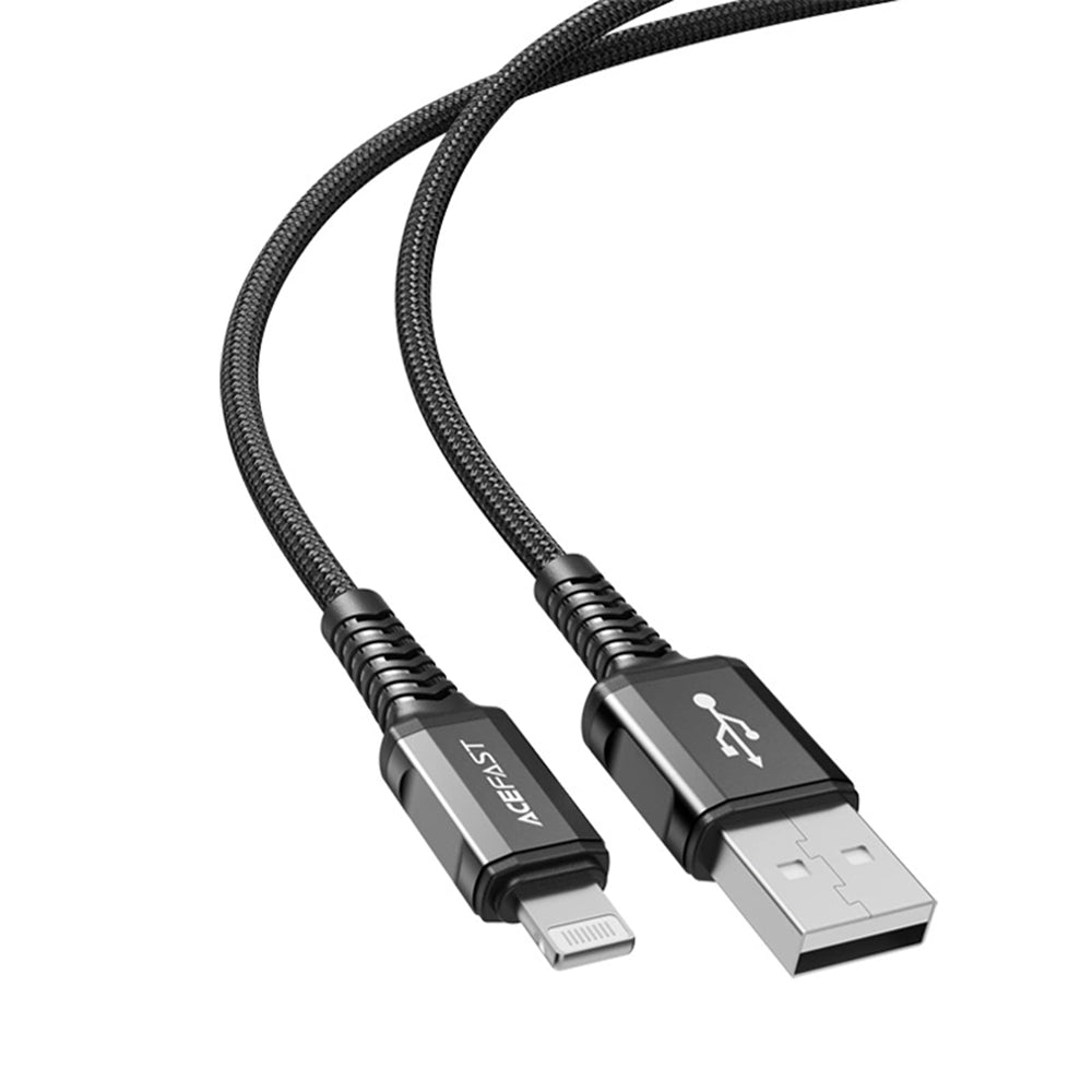 Acefast - Data Cable (C1-02) - USB to Lightning, 2.4A, Fast Charging, MFi Certification, Nylon Braid, 1.2m - Black