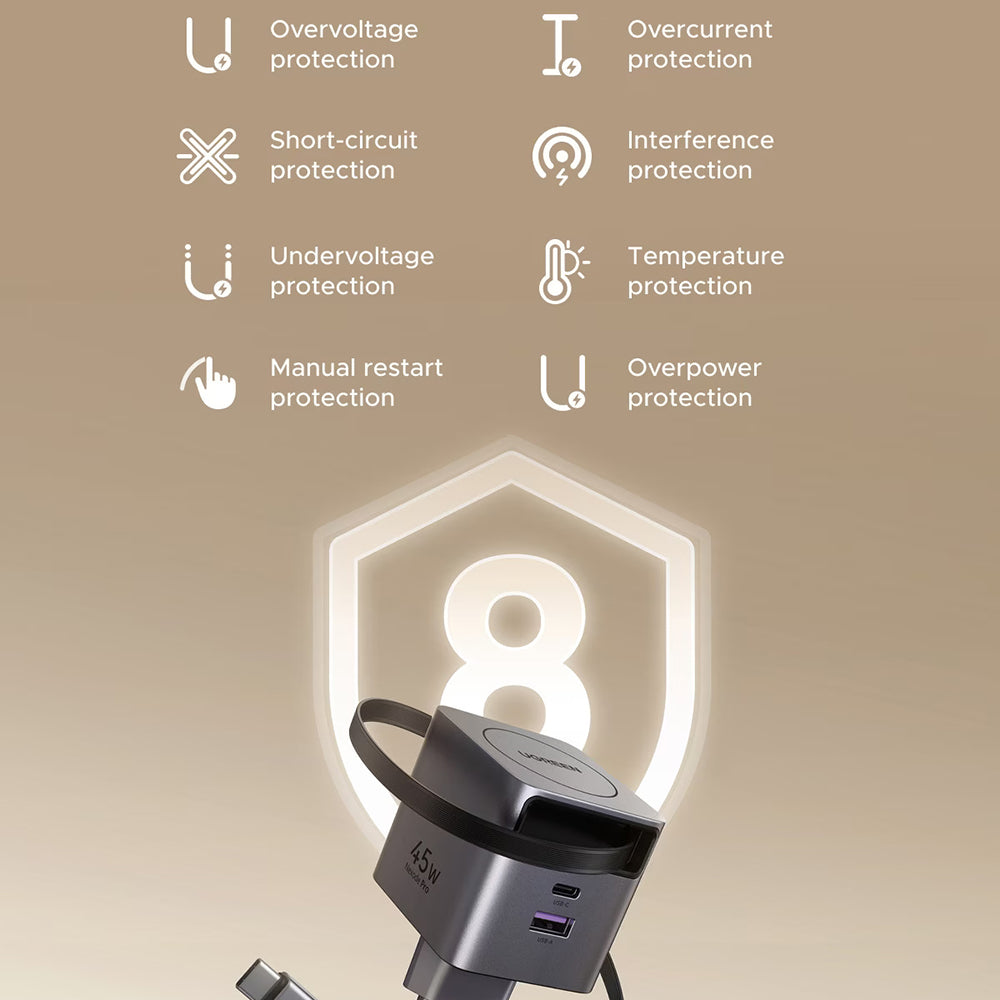 Ugreen - Wall Charger X614 (65822) - USB, 2x Type-C, GaN, Fast Charger, 45W - Space Grey