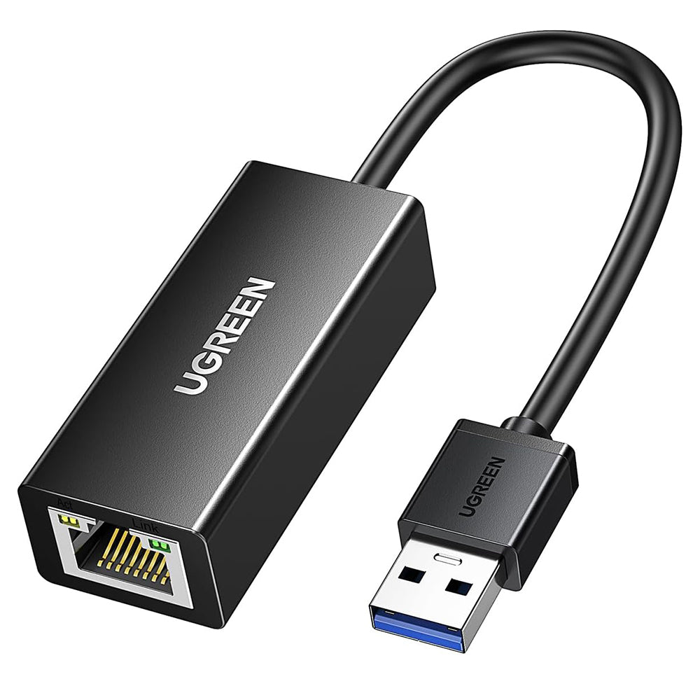 Ugreen - Ethernet Adapter CR111 (20256) - USB3.0 to RJ45 1000Mbps, Plug&Play, Intuitive LED Indicator, 0.1m - Black