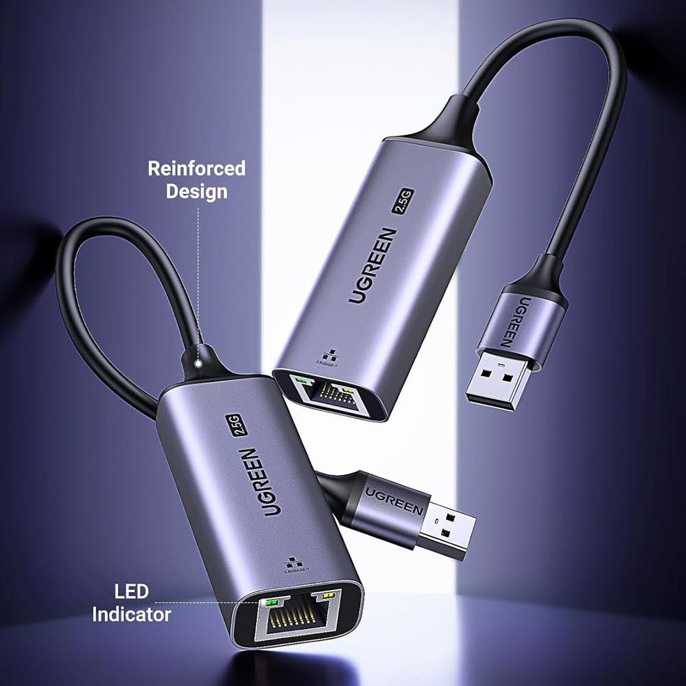 Adaptor Ugreen USB la RJ45 CM648 (25051), 2.5G, Gri