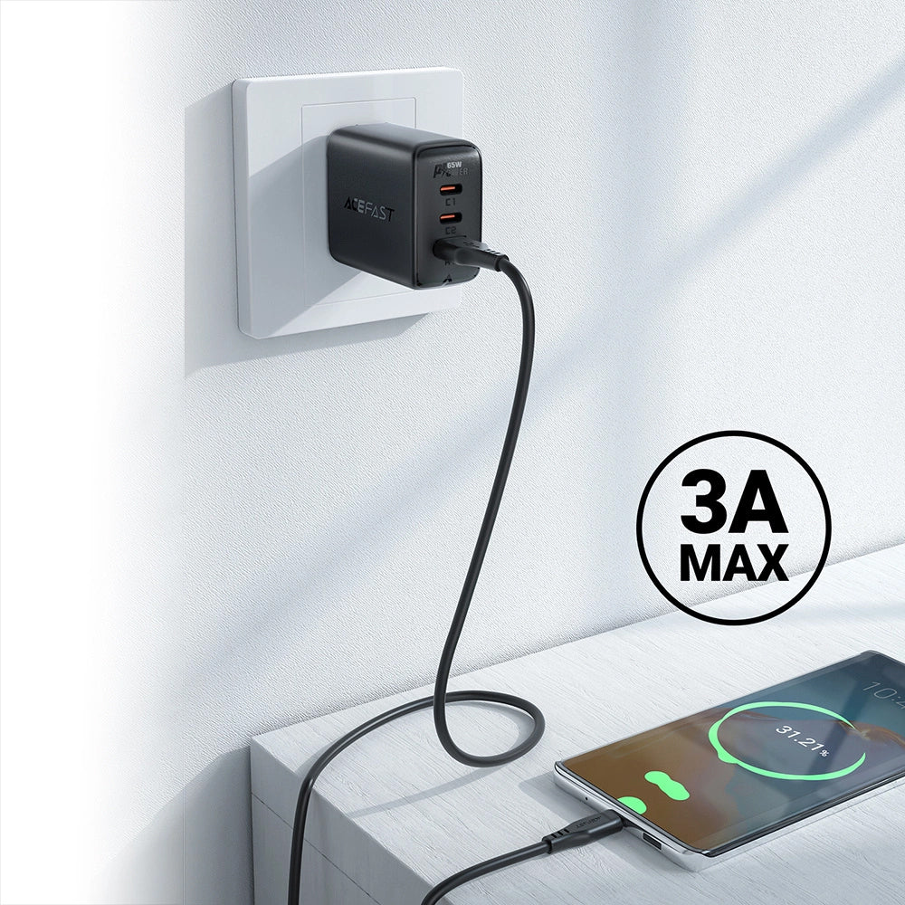 Acefast - Data Cable (C3-03) - USB to Type-C, 60W, 3A, Fast Charging, 1.2m - White