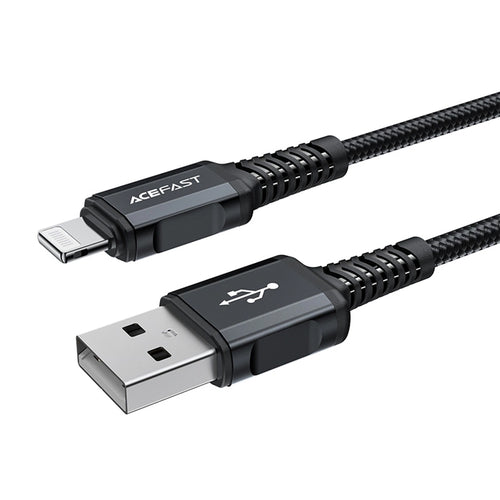 Acefast - Data Cable (C4-02) - Fast Charging, USB to Lightning, 2.4A, Aluminum Alloy, 1.8m - Black