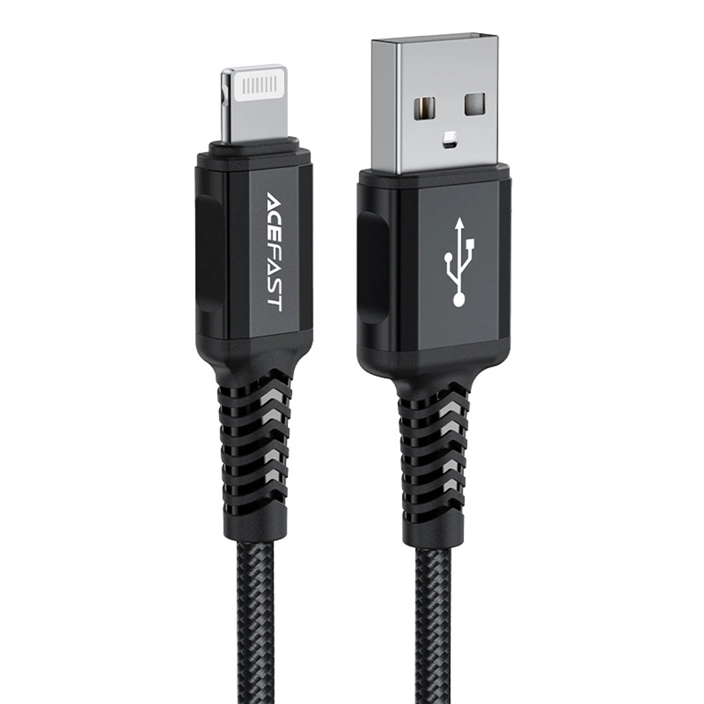 Acefast - Data Cable (C4-02) - Fast Charging, USB to Lightning, 2.4A, Aluminum Alloy, 1.8m - Black