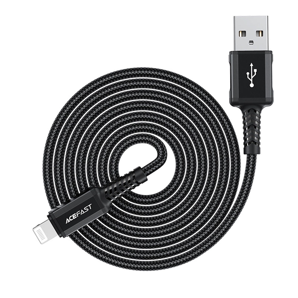 Acefast - Data Cable (C4-02) - Fast Charging, USB to Lightning, 2.4A, Aluminum Alloy, 1.8m - Black