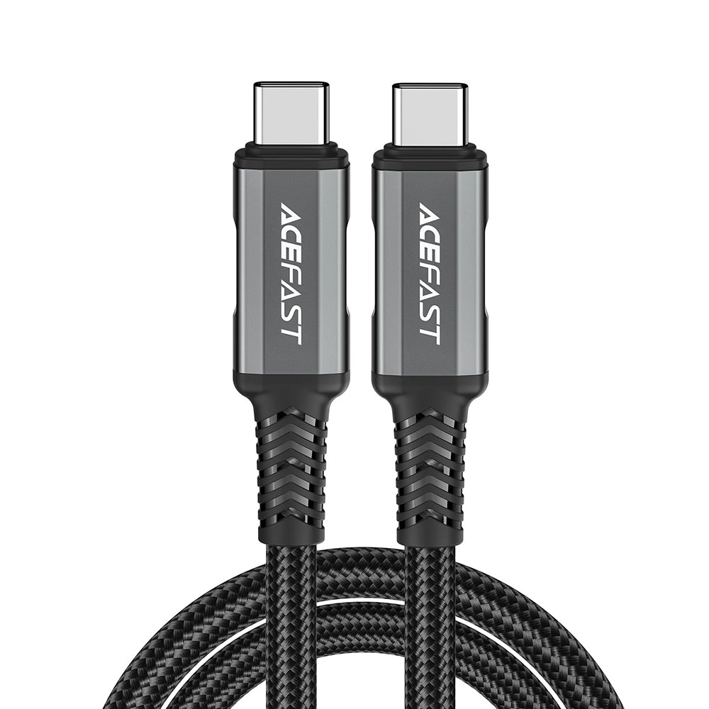 Acefast - Data Cable (C1-09) - SuperCharge, Audio-Video, USB-C to USB-C, 40Gbps, 4K, 5A, 240W, PD3.1, USB4, 1m - Gray / 