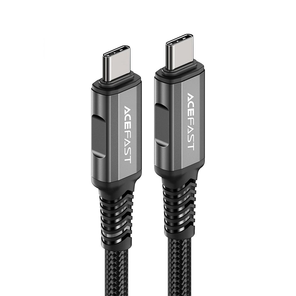 Acefast - Data Cable (C1-09) - SuperCharge, Audio-Video, USB-C to USB-C, 40Gbps, 4K, 5A, 240W, PD3.1, USB4, 1m - Gray / 
