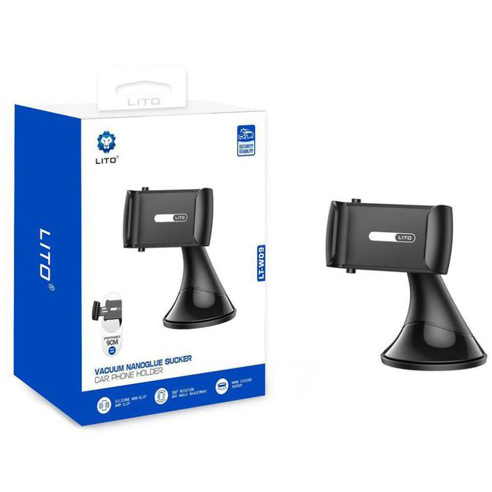 Lito - Car Holder Nano Glue Sucker (LT-W09) - for Dashboard, Windshield, No-slip, No-drill, 360°, Ultra-Lightweight - Gr