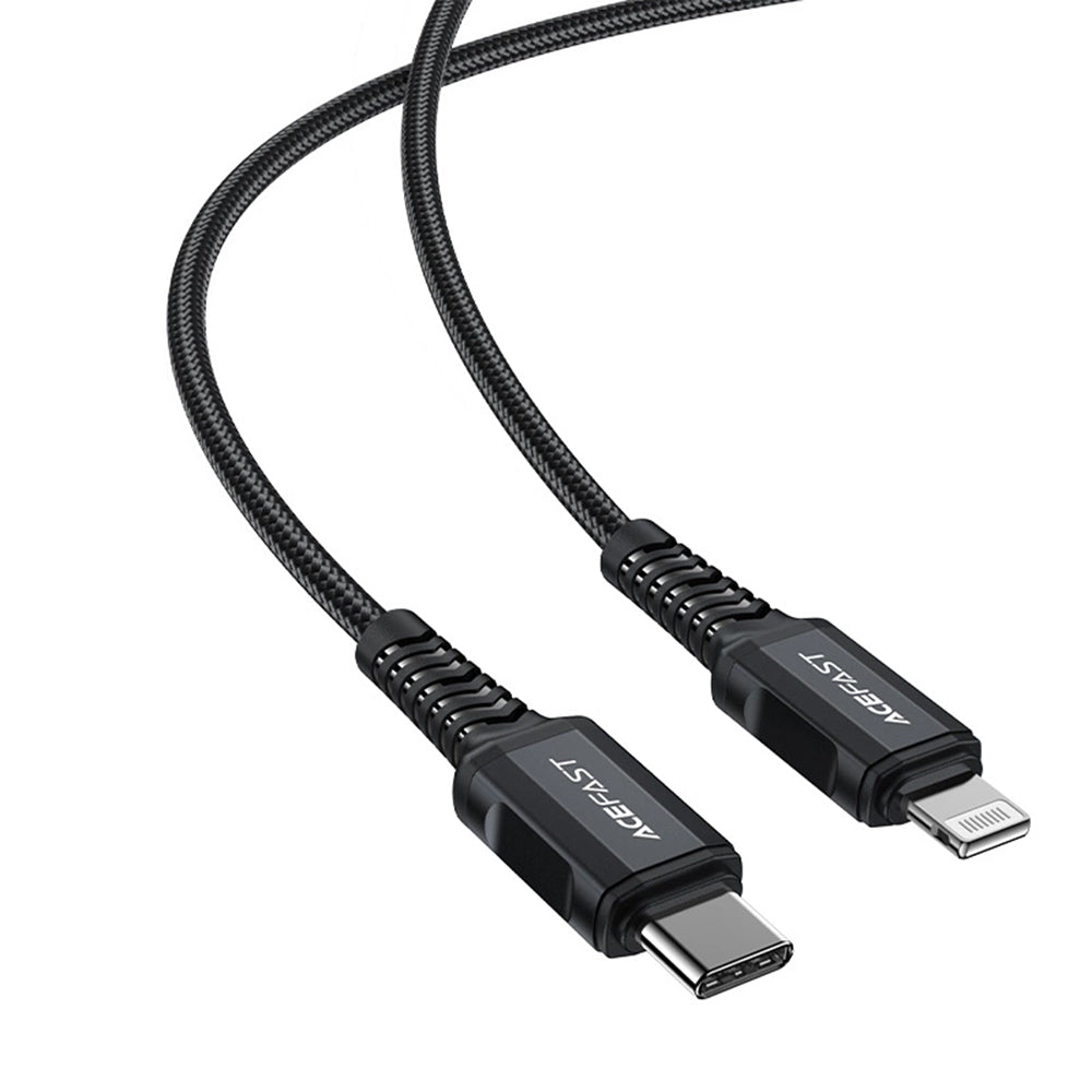 Acefast - Data Cable (C4-01) - Fast Charging, Type-C to Lightning, 30W, 3A, Aluminum Alloy, 1.8m - Black