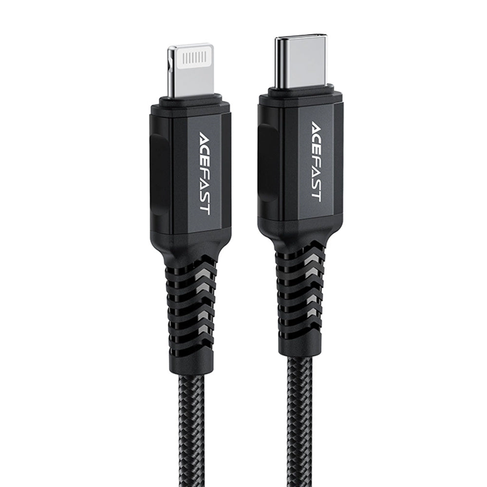 Acefast - Data Cable (C4-01) - Fast Charging, Type-C to Lightning, 30W, 3A, Aluminum Alloy, 1.8m - Black