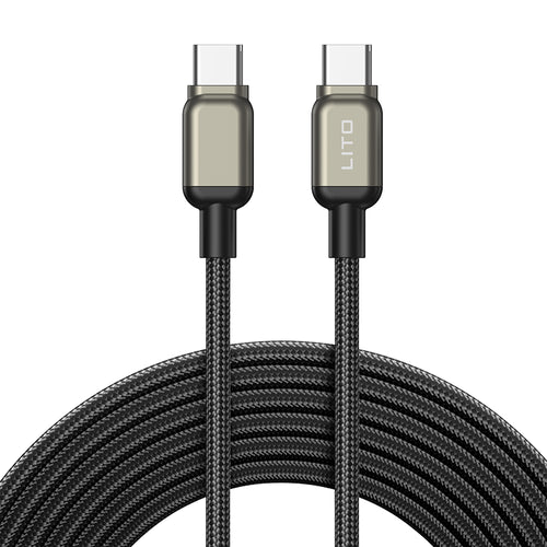 Lito - Data Cable (LD17) - Type-C to Type-C, Fast Charging, Braided Nylon - Black