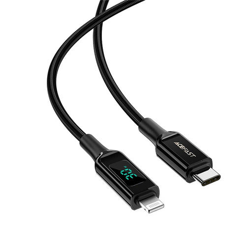 Acefast - Data Cable (C6-01) - Type-C to Lightning, Fast Charging, 3A, LED Display, 1.2m - Black