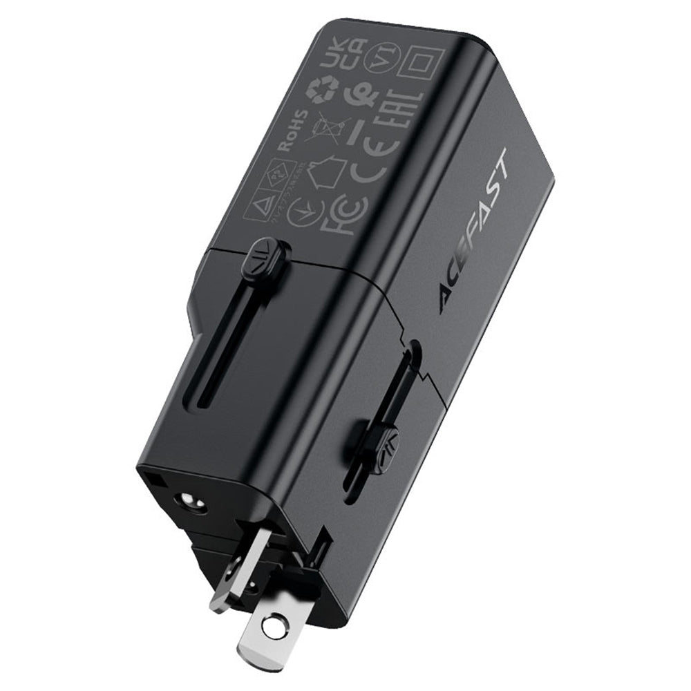 Acefast - Travel Adapter (Z7) - GaN, Type-C, EU, UK, AU, US, PD30W, Multifunctional Fast Charger, Mini Design - Black