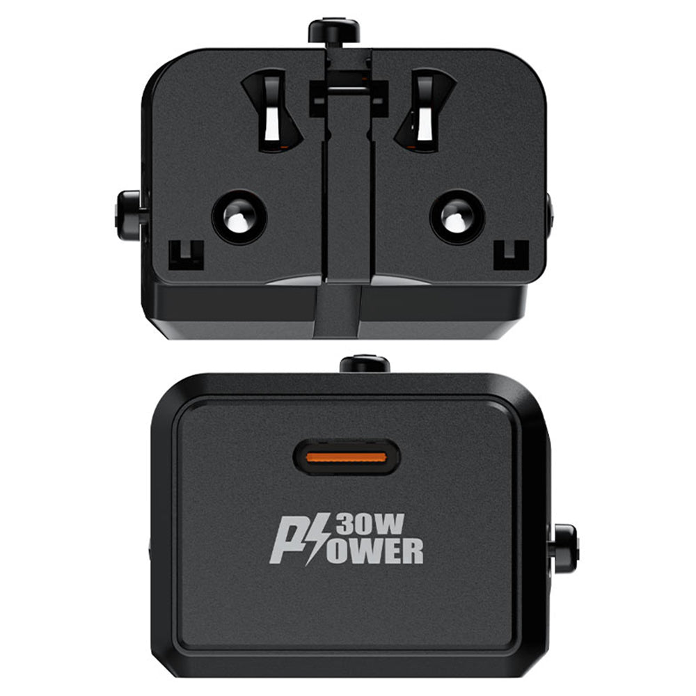 Acefast - Travel Adapter (Z7) - GaN, Type-C, EU, UK, AU, US, PD30W, Multifunctional Fast Charger, Mini Design - Black