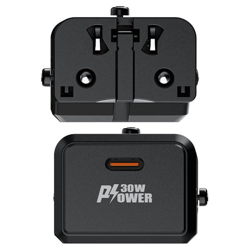 Acefast - Travel Adapter (Z7) - GaN, Type-C, EU, UK, AU, US, PD30W, Multifunctional Fast Charger, Mini Design - Black