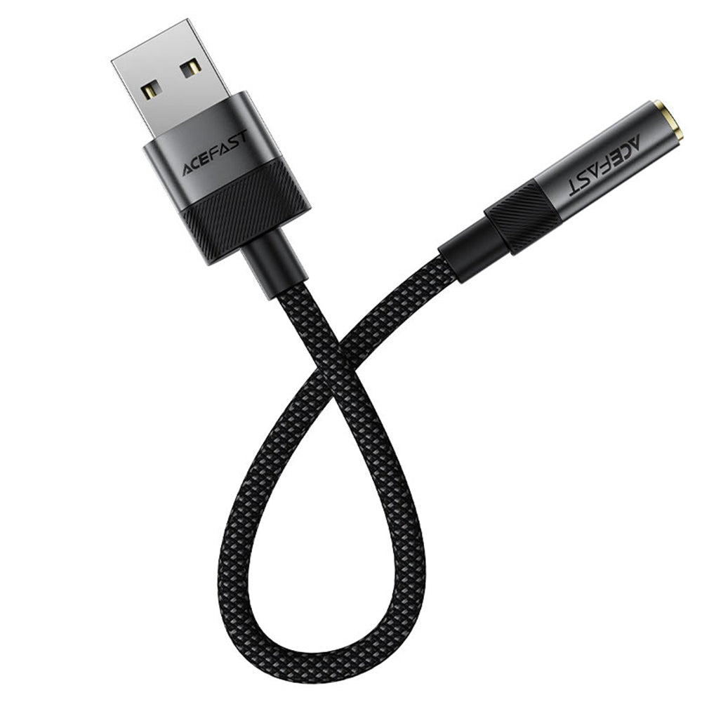 Acefast - Audio Adapter (J13) - USB Male to Jack 3.5mm Female, Plug & Play, High-fidelity Sound, No Delay, 15cm - Black