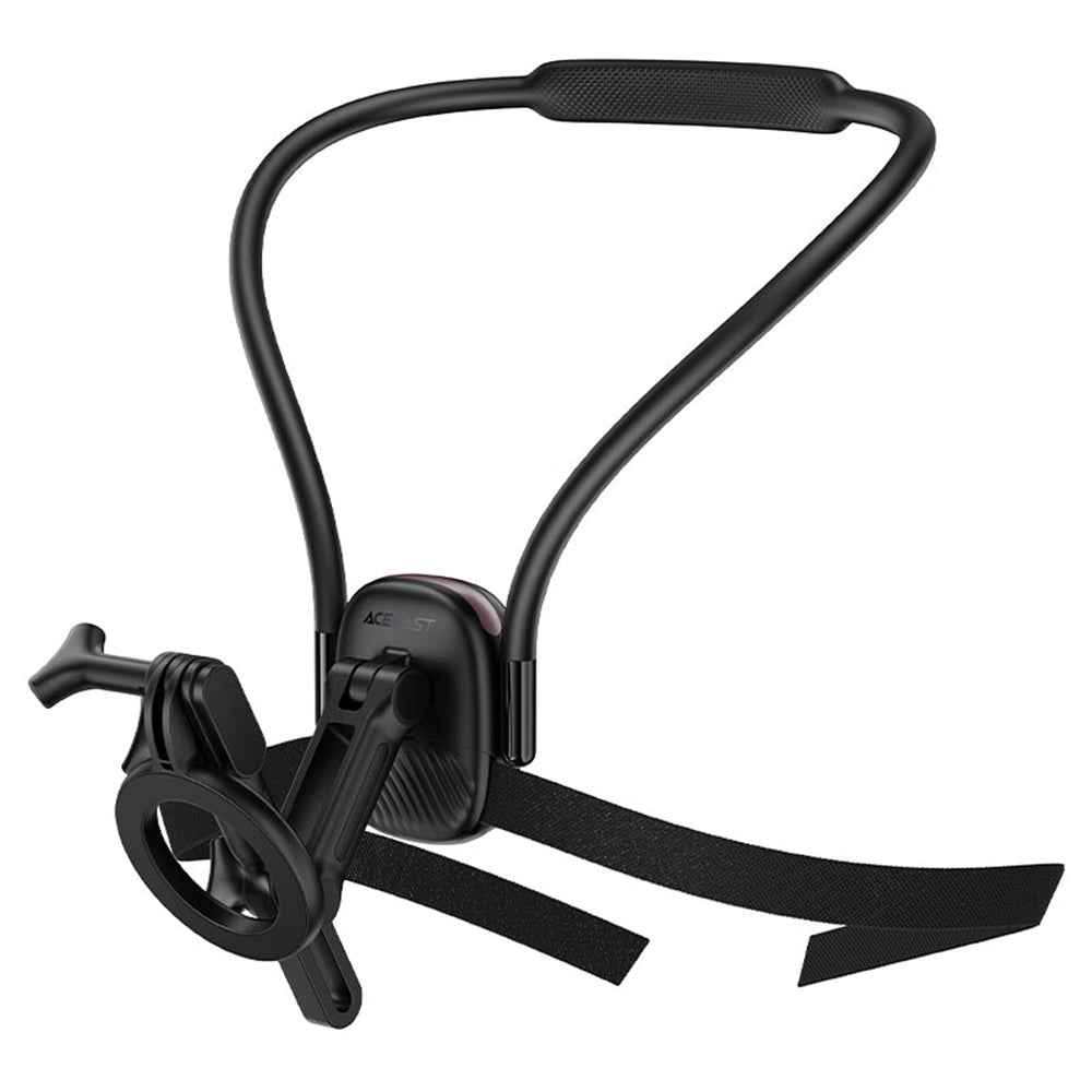 Acefast - Neck Phone Holder (E32) - Magnetic Grip for GoPro, Phone, 360° Adjustable, Secure Fit, Strong Magnets - Black