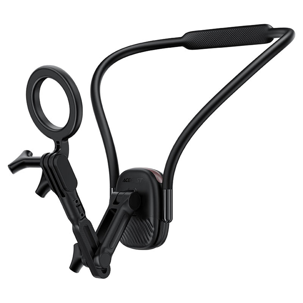 Acefast - Neck Phone Holder (E32) - Magnetic Grip for GoPro, Phone, 360° Adjustable, Secure Fit, Strong Magnets - Black