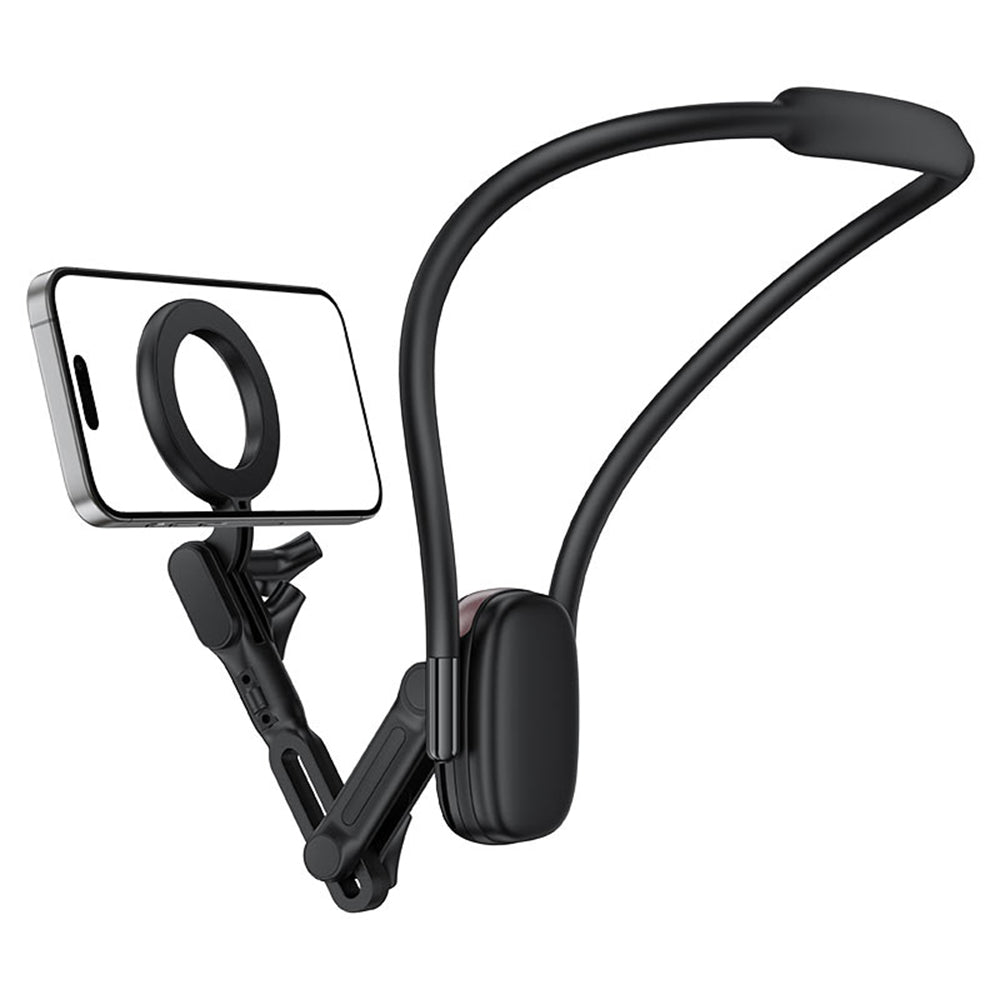 Acefast - Neck Phone Holder (E32) - Magnetic Grip for GoPro, Phone, 360° Adjustable, Secure Fit, Strong Magnets - Black