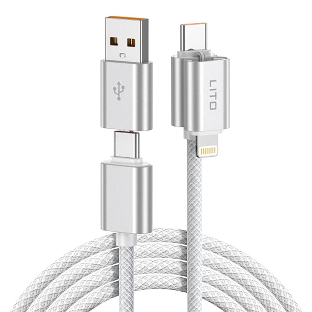 Lito - Data Cable Magnetic 4in1 (LD21) - 5A High Current, 100W Fast Charging, Magnetic Design, Built-in Smart Chip - Whi
