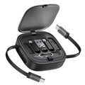Acefast Cablu Acefast (J3), Travel Set with Retractable Cable 2x USB-C, USB, Lightning, Micro-USB, TF, 60W, 3A, 0.95m, N