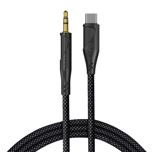 Lito - Audio Cable Adapter (LA02) - Type-C to Jack 3.5mm, Zero Signal Loss, Nylon-braided, 1m - Black