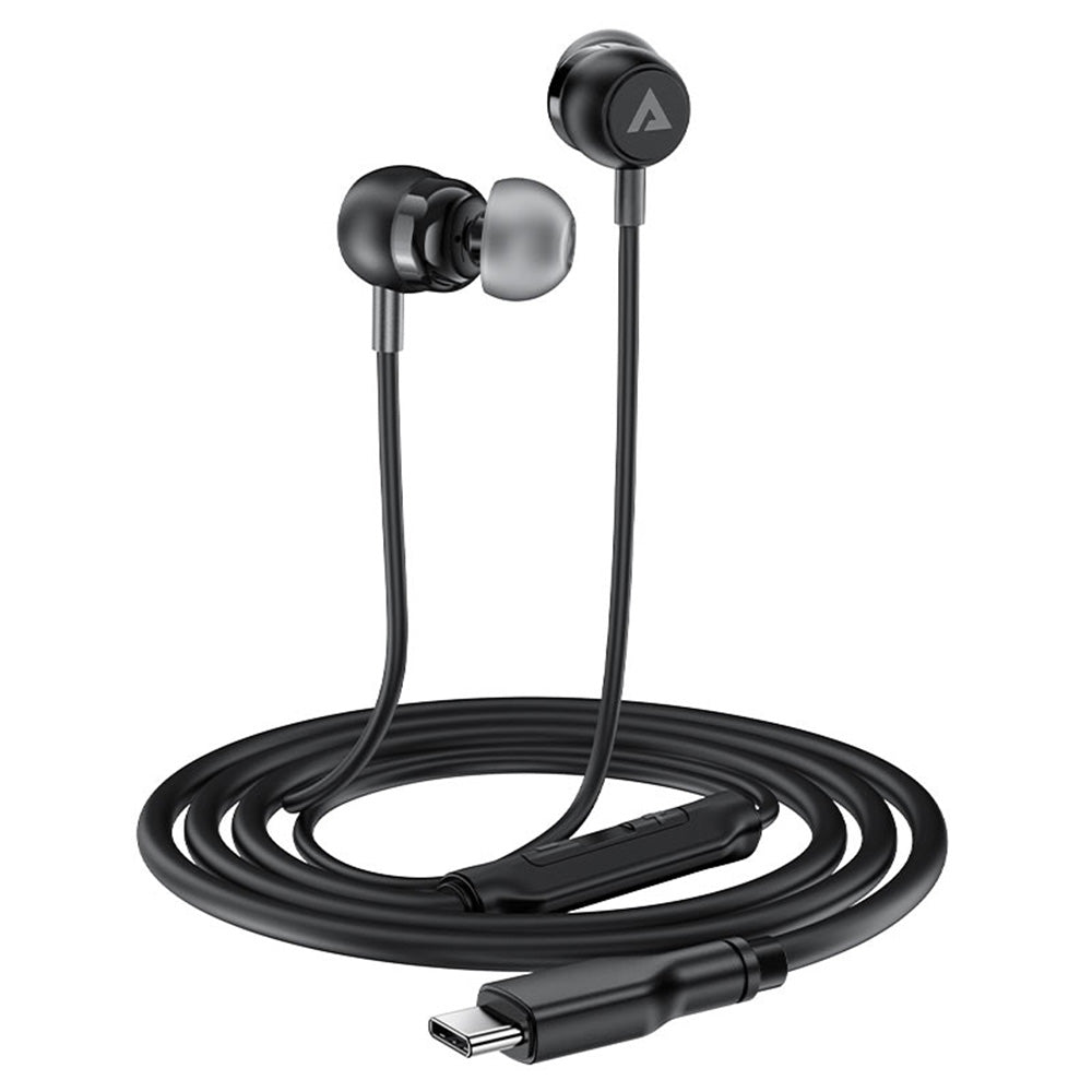 Acefast - Wired Earphones (L8) - Type-C, In-ear Design, with Microphone, Control Remote, Flexible, Silicone, 1.2m - Blac