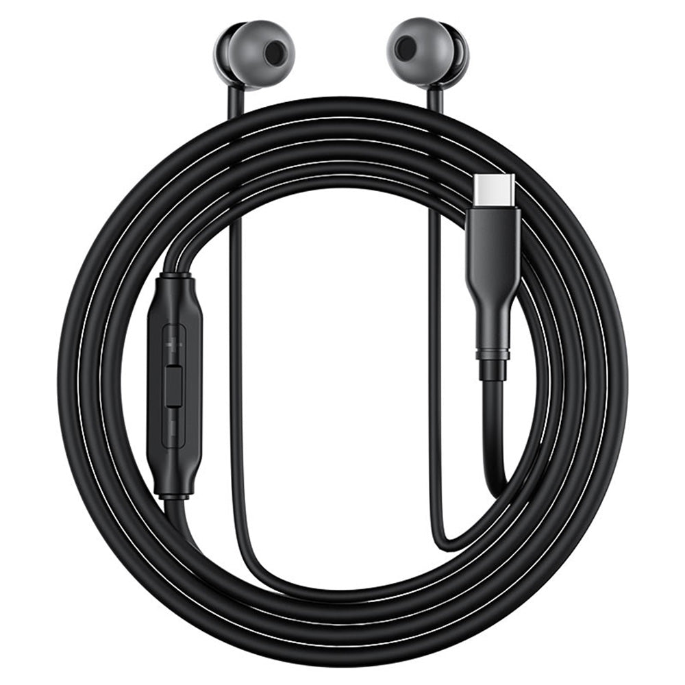 Acefast - Wired Earphones (L8) - Type-C, In-ear Design, with Microphone, Control Remote, Flexible, Silicone, 1.2m - Blac
