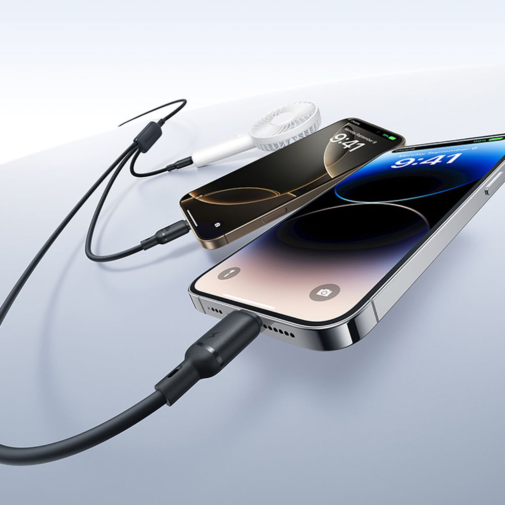 Baseus - Data Cable Silky (P10377705123-00) - Fast Charge, USB to USB-C, Lightning, Micro-USB, 100W, 480Mbps, 1.5m - Bla
